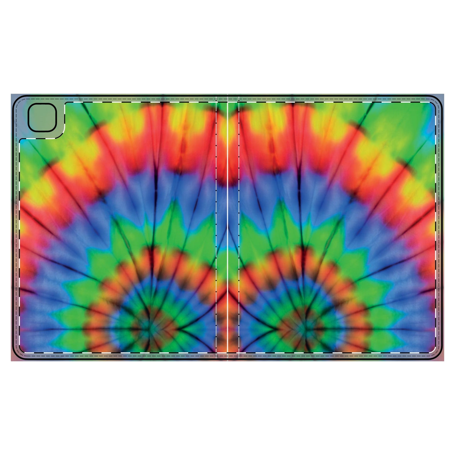 Colorful Tie-Dye Tablet Folio Case, Bohemian Style Cover, Unique Gift, Travel Accessory, Vibrant Pattern, Tech Organizer iPad Pro 12.9
