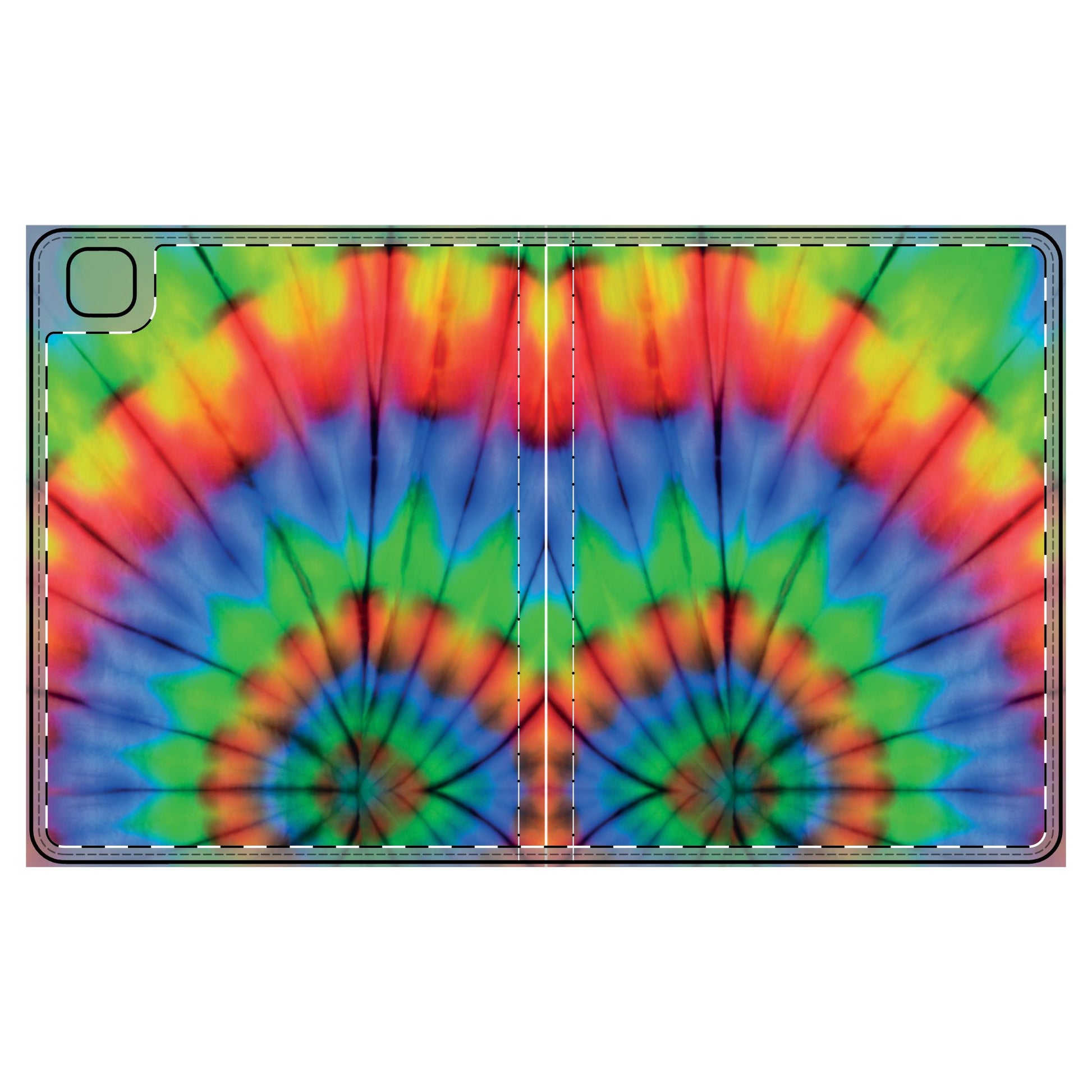 Colorful Tie-Dye Tablet Folio Case, Bohemian Style Cover, Unique Gift, Travel Accessory, Vibrant Pattern, Tech Organizer iPad Pro 12.9