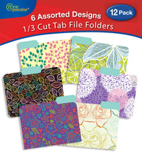 New Generation - Floral - 12 Pack Decorative 1/3 Cut Tab File Folders