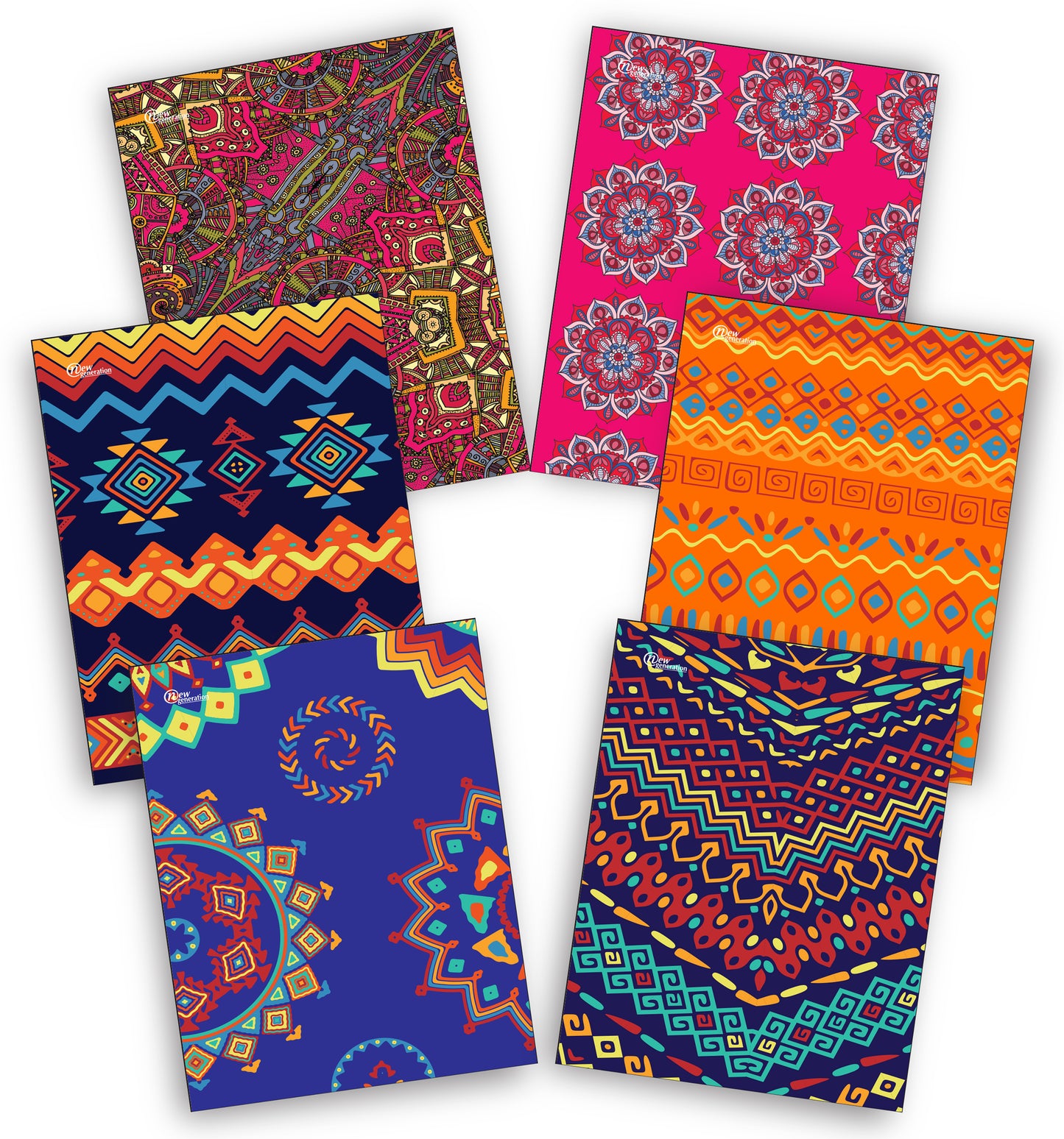 New Generation - Ethnic - 2 Pocket Folder / Portfolio, 6 Pack.