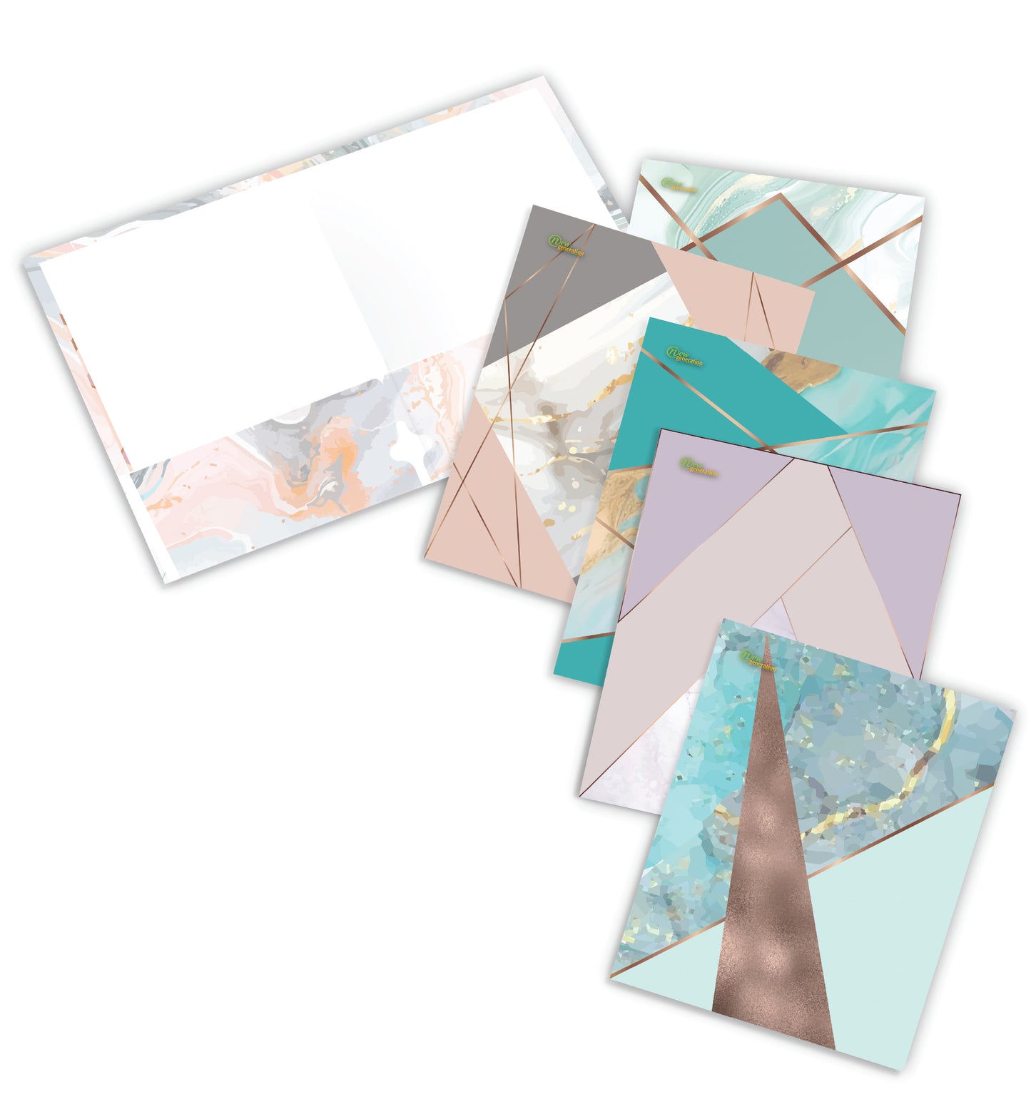 New Generation - Gold Marble - 2 Pocket Folder / Portfolio, 6 Pack .