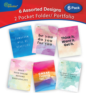 New Generation - Water Color - 2 Pocket Folder / Portfolio, 6 Pack .
