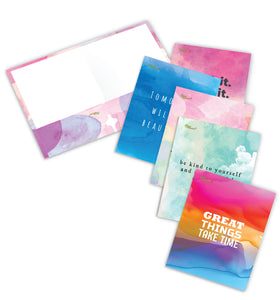 New Generation - Water Color - 2 Pocket Folder / Portfolio, 6 Pack .