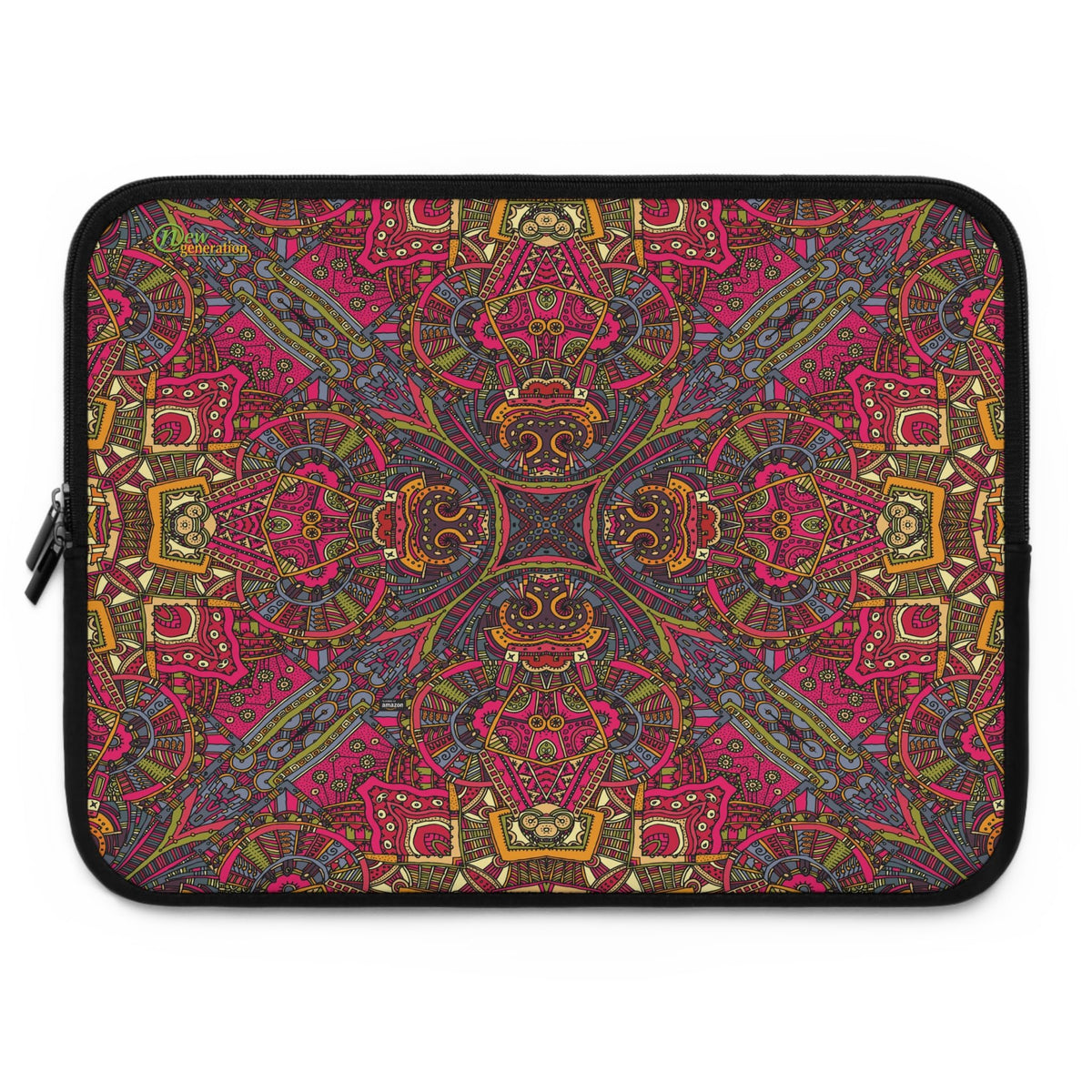 Colorful Bohemian Laptop Sleeve | Tech Accessory, Gift for Her, Office Essentials, Handmade Style, Protect Your Device Black 15"