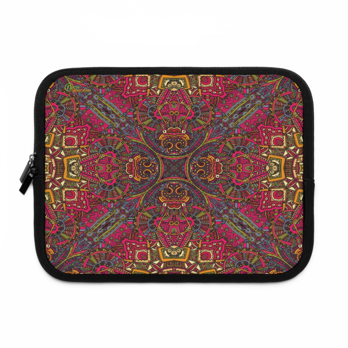 Colorful Bohemian Laptop Sleeve | Tech Accessory, Gift for Her, Office Essentials, Handmade Style, Protect Your Device Black 10"