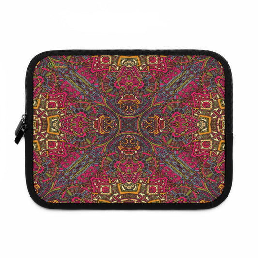 Colorful Bohemian Laptop Sleeve | Tech Accessory, Gift for Her, Office Essentials, Handmade Style, Protect Your Device Black 10"