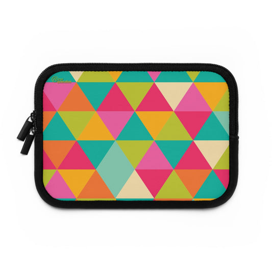 Colorful Geometric Laptop Sleeve, Ideal for Tech Lovers, Laptop Case, Custom Computer Bag, Office Accessory, Travel Sleeve Black 7"