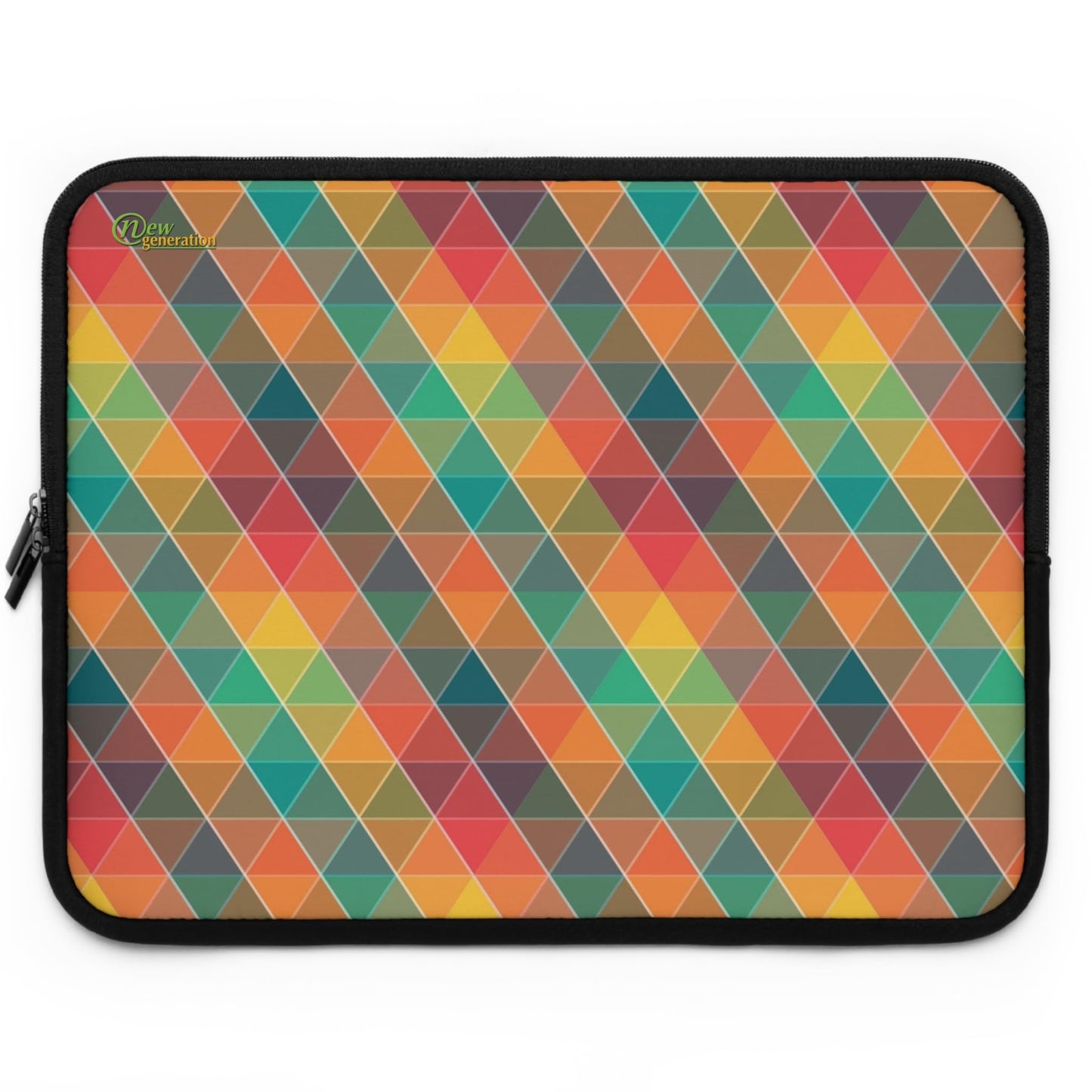 Colorful Geometric Laptop Sleeve, Stylish Tech Case, Cute Computer Bag, Gift for Students, Back to School Accessory Black 17"