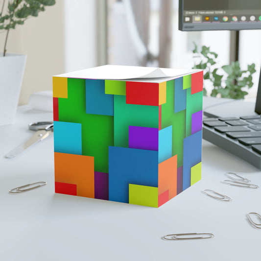 Colorful Pattern Note Cube - Fun Desk Organizer, Office Supplies, Stationery Gift, Note Pad, Home Decor, Write & Remind White One size