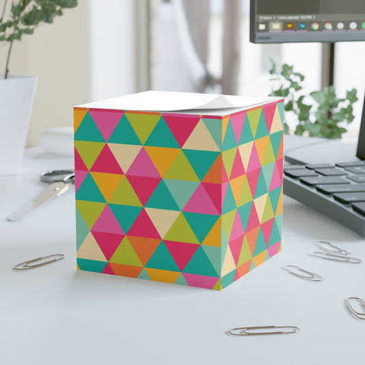 Colorful Pattern Note Cube - Fun Desk Organizer, Office Supplies, Stationery Gift, Note Pad, Home Decor, Write & Remind White One size