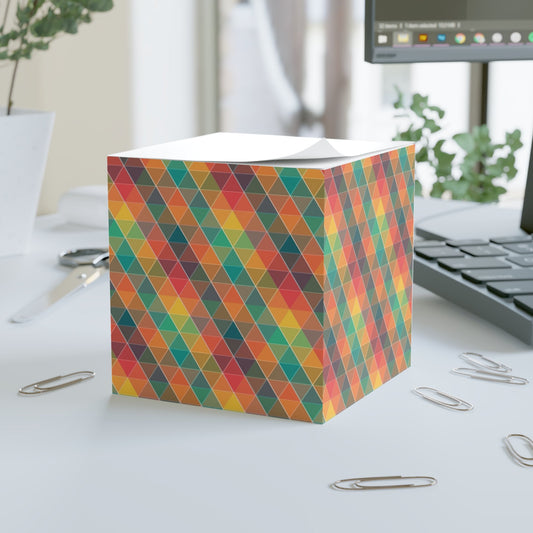 Colorful Pattern Note Cube - Fun Desk Organizer, Office Supplies, Stationery Gift, Note Pad, Home Decor, Write & Remind White One size