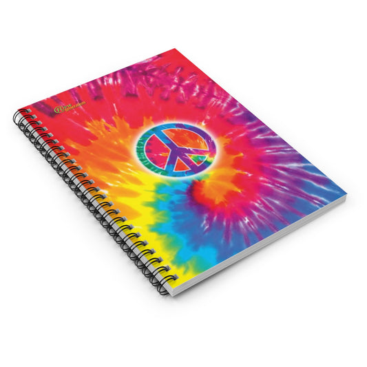 Colorful Peace Symbol Spiral Notebook - Ruled Line, Tie-Dye Journal, Funky Stationery Gift, Boho Notebook, Planning Organizer One Size