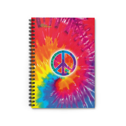 Colorful Peace Symbol Spiral Notebook - Ruled Line, Tie-Dye Journal, Funky Stationery Gift, Boho Notebook, Planning Organizer One Size