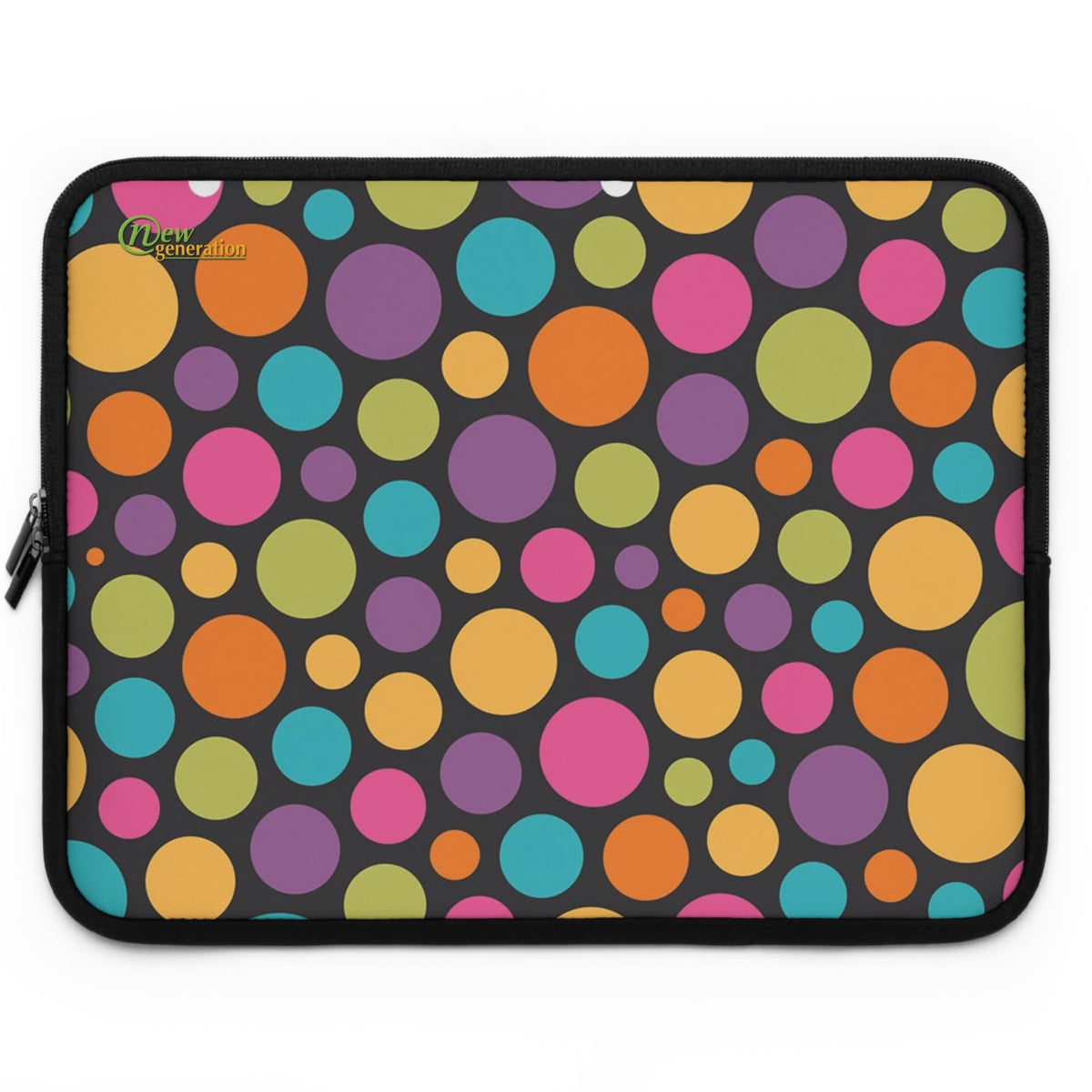 Colorful Polka Dot Laptop Sleeve, Fun Tech Accessory for Students, Gift for Birthdays, Modern Office Style, Everyday Use Black 17"