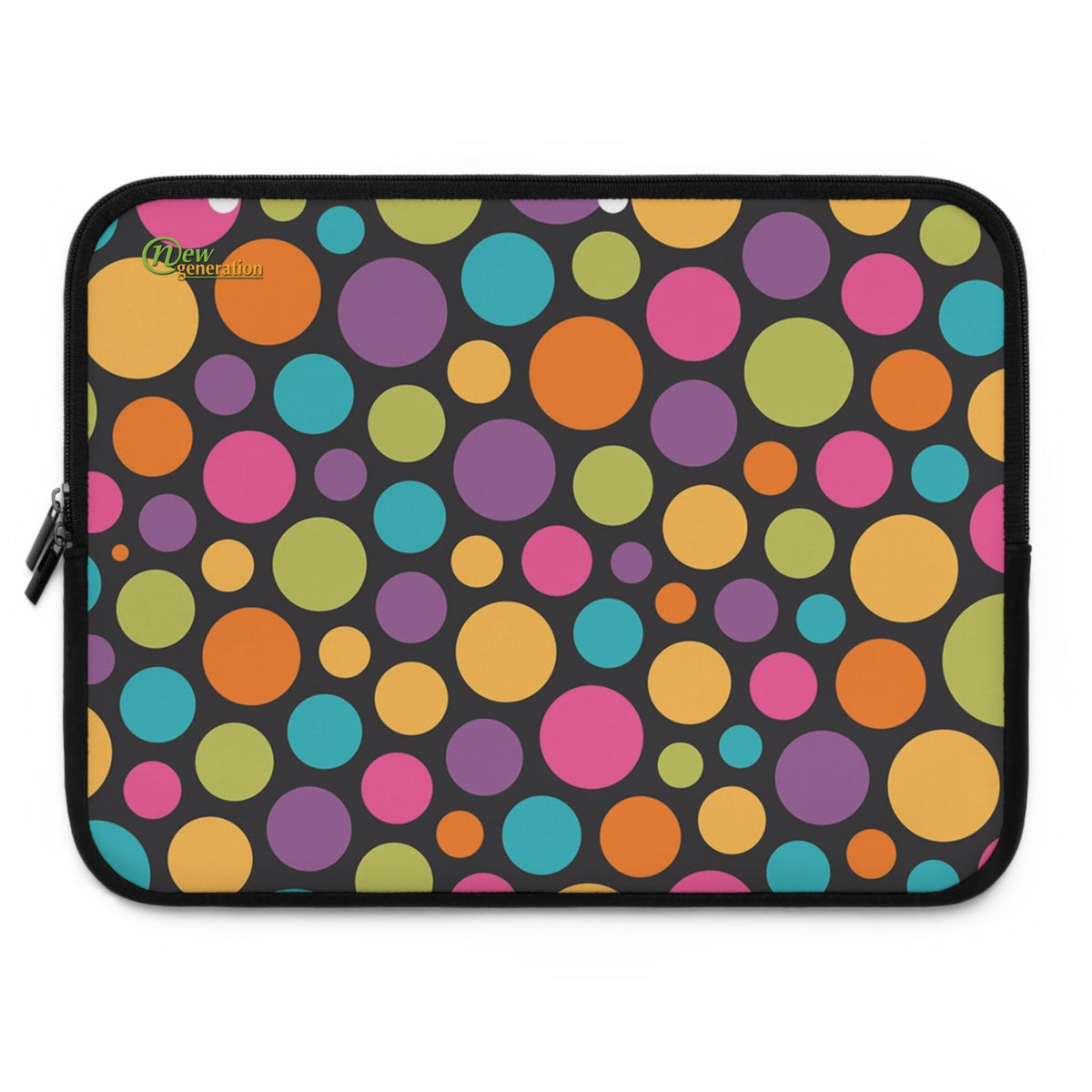 Colorful Polka Dot Laptop Sleeve, Fun Tech Accessory for Students, Gift for Birthdays, Modern Office Style, Everyday Use Black 15"