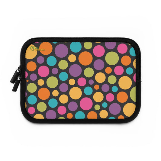 Colorful Polka Dot Laptop Sleeve, Fun Tech Accessory for Students, Gift for Birthdays, Modern Office Style, Everyday Use Black 7"