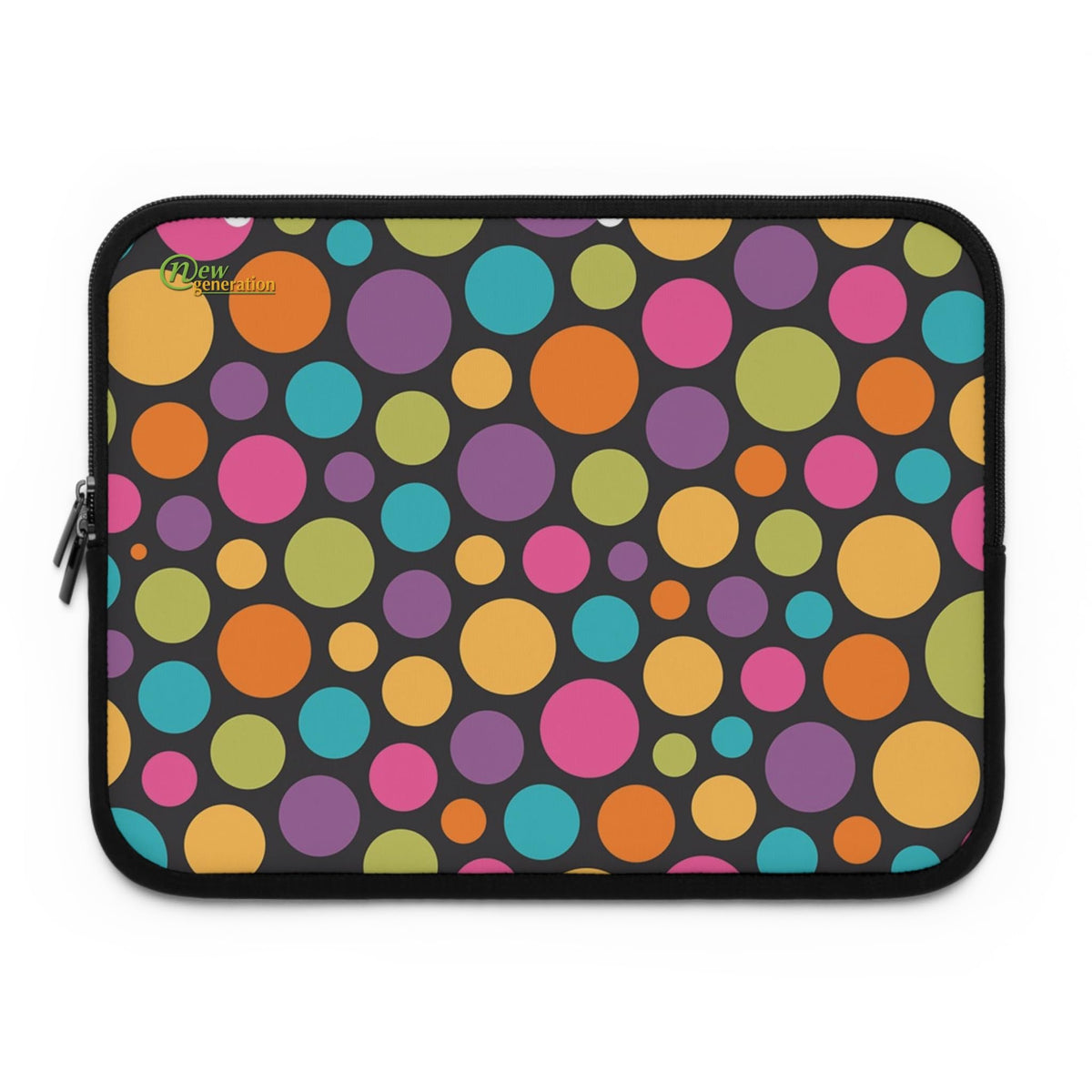 Colorful Polka Dot Laptop Sleeve, Fun Tech Accessory for Students, Gift for Birthdays, Modern Office Style, Everyday Use Black 13"