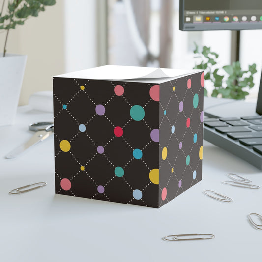 Colorful Polka Note Cube - Fun Desk Organizer, Office Supplies, Stationery Gift, Note Pad, Home Decor, Write & Remind White One size