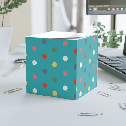 Colorful Polka Note Cube - Fun Desk Organizer, Office Supplies, Stationery Gift, Note Pad, Home Decor, Write & Remind White One size