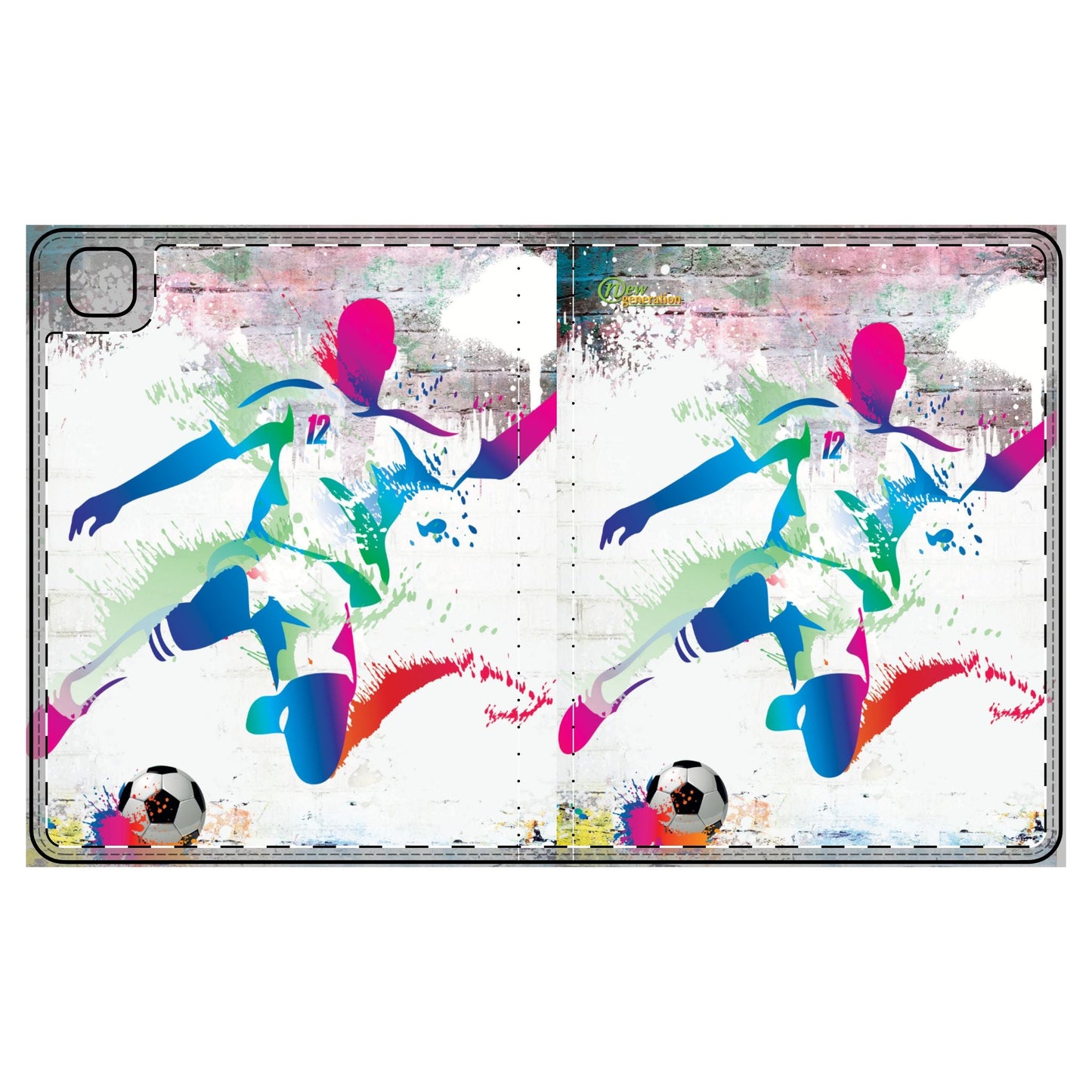 Colorful Soccer Player Tablet Folio Case - Sporty Gift for Teens, Soccer Fans, Back to School, Tech Accessories, Personalized Design iPad Pro 12.9