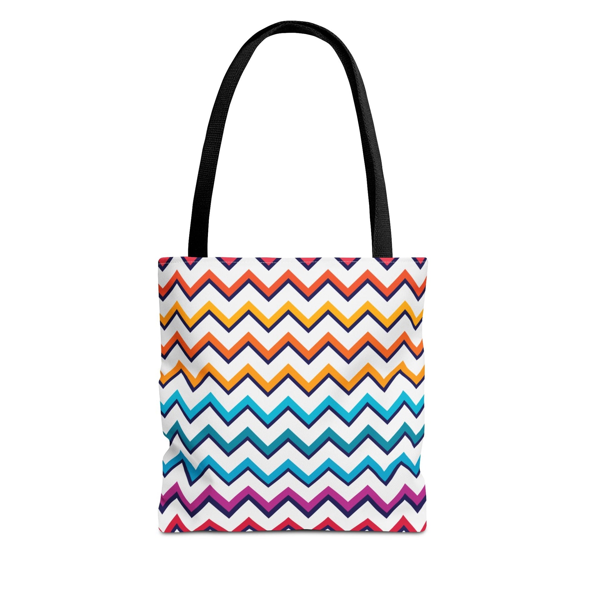 New Generation - Chevron -Tote Bag Colorful Pattern, Shopping Bag, Gypsy Style Handbag, Festival Tote for Women, Unique Gift Idea 13" × 13'' Black