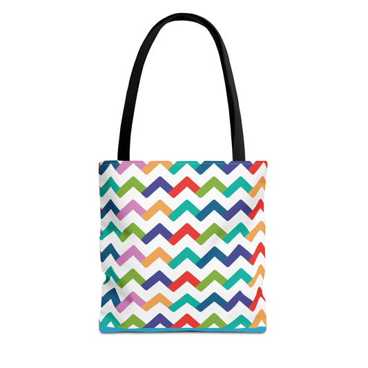 New Generation - Chevron -Tote Bag Colorful Pattern, Shopping Bag, Gypsy Style Handbag, Festival Tote for Women, Unique Gift Idea 13" × 13'' Black