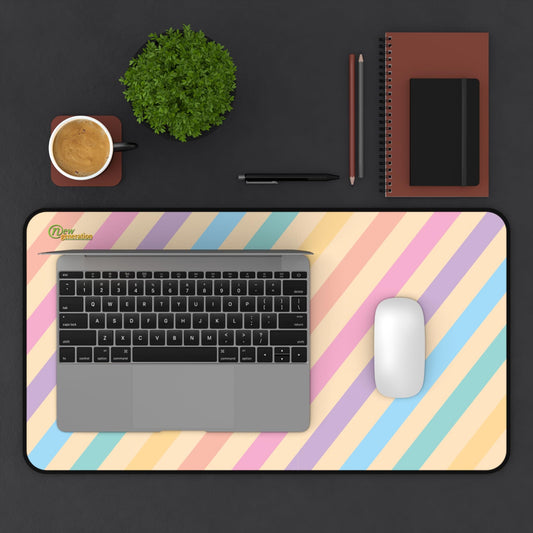 New Generation - Colorful Striped Desk Mat, Home Office Decor, Retro Style Desk Pad, Computer Mat, for Students Workspace 12" × 22"