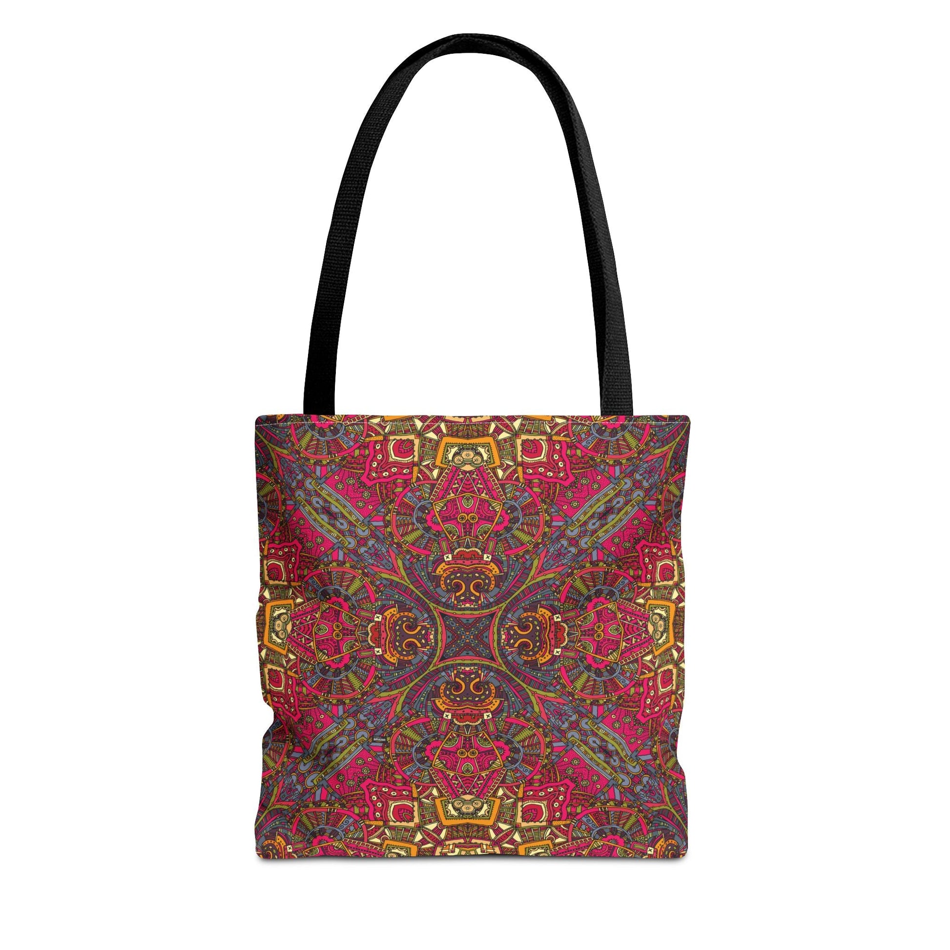New Generation - Ethnic -Tote Bag - Colorful Bohemian Pattern, Shopping Bag, Gypsy Style Handbag, Festival Tote for Women, Unique Gift Idea 13" × 13'' Black