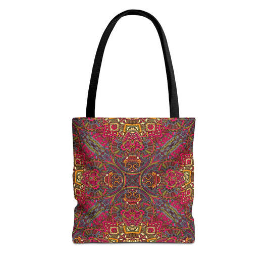 New Generation - Ethnic -Tote Bag - Colorful Bohemian Pattern, Shopping Bag, Gypsy Style Handbag, Festival Tote for Women, Unique Gift Idea 13" × 13'' Black