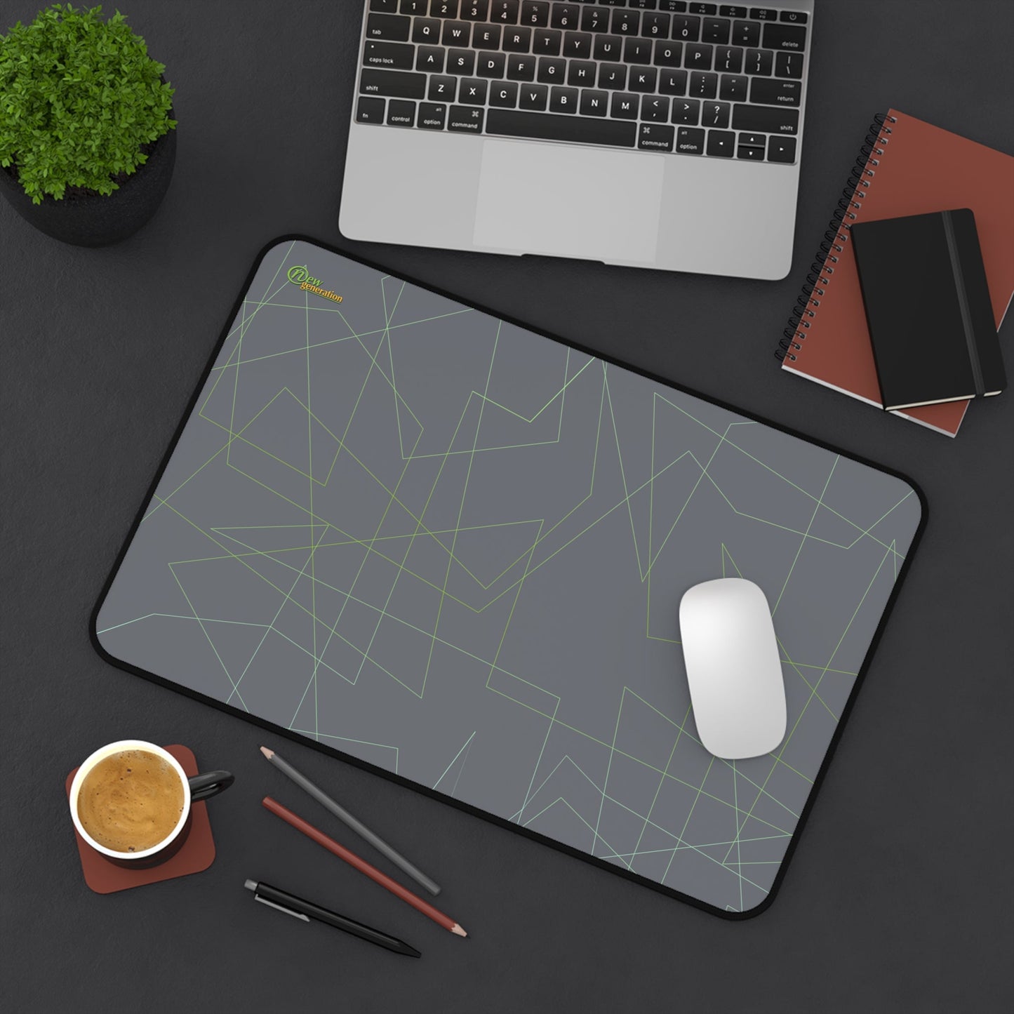 New Generation - Modern Desk Mat with Geometric Design, Office Decor, Workstation Accessory, Gift for Students, Minimalist Home Office