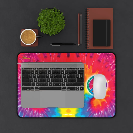 New Generation - Psychedelic Peace Desk Mat, Colorful Office Decor, Vibrant Mouse Pad, Fun Gift for Gamers, Tie-Dye Home Office Accessory 12" × 18"