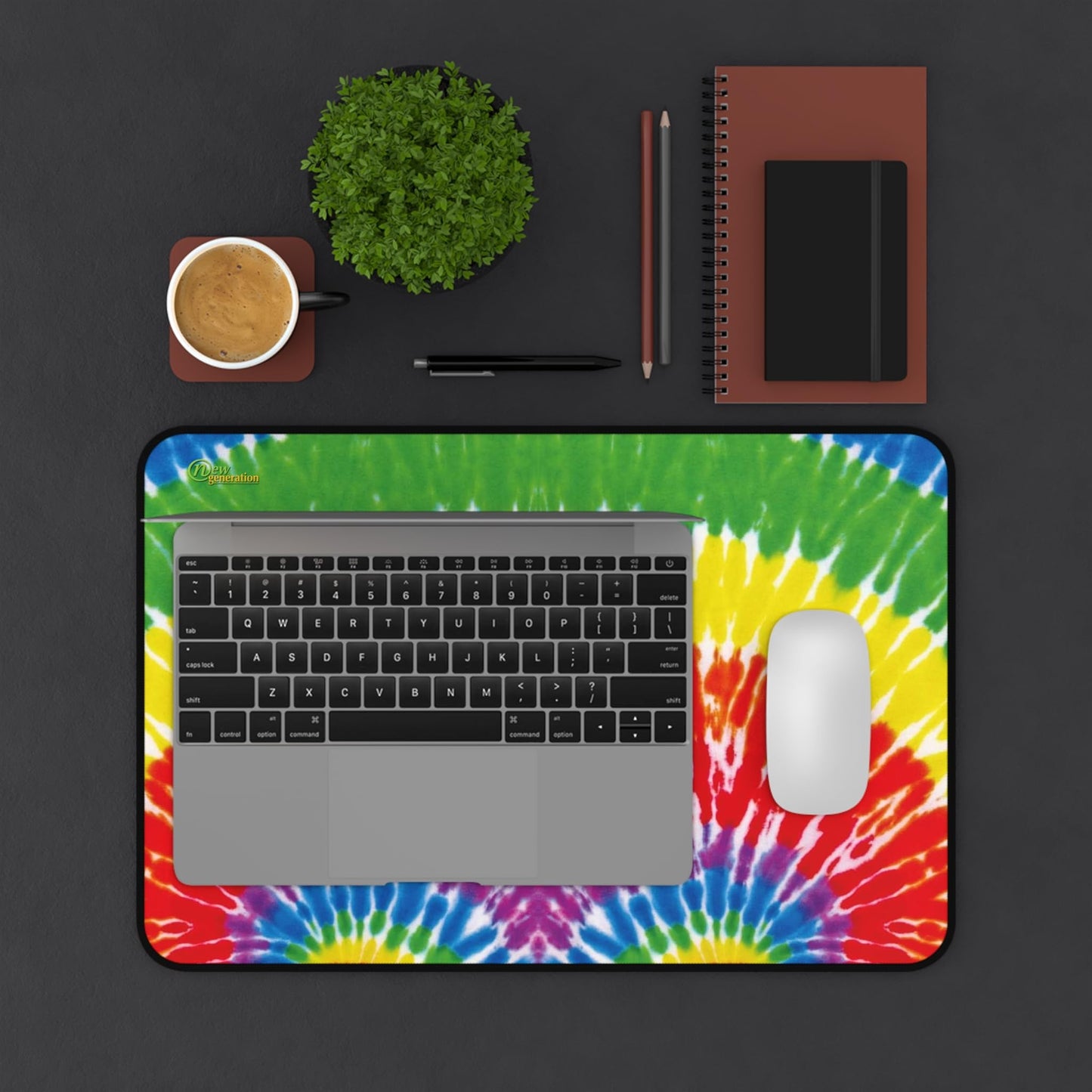 New Generation - Tie-Dye Desk Mat, Office Accessory, Creative Workspace Decor, Boho Desk Pad, Eco-Friendly Home Office 12" × 18"
