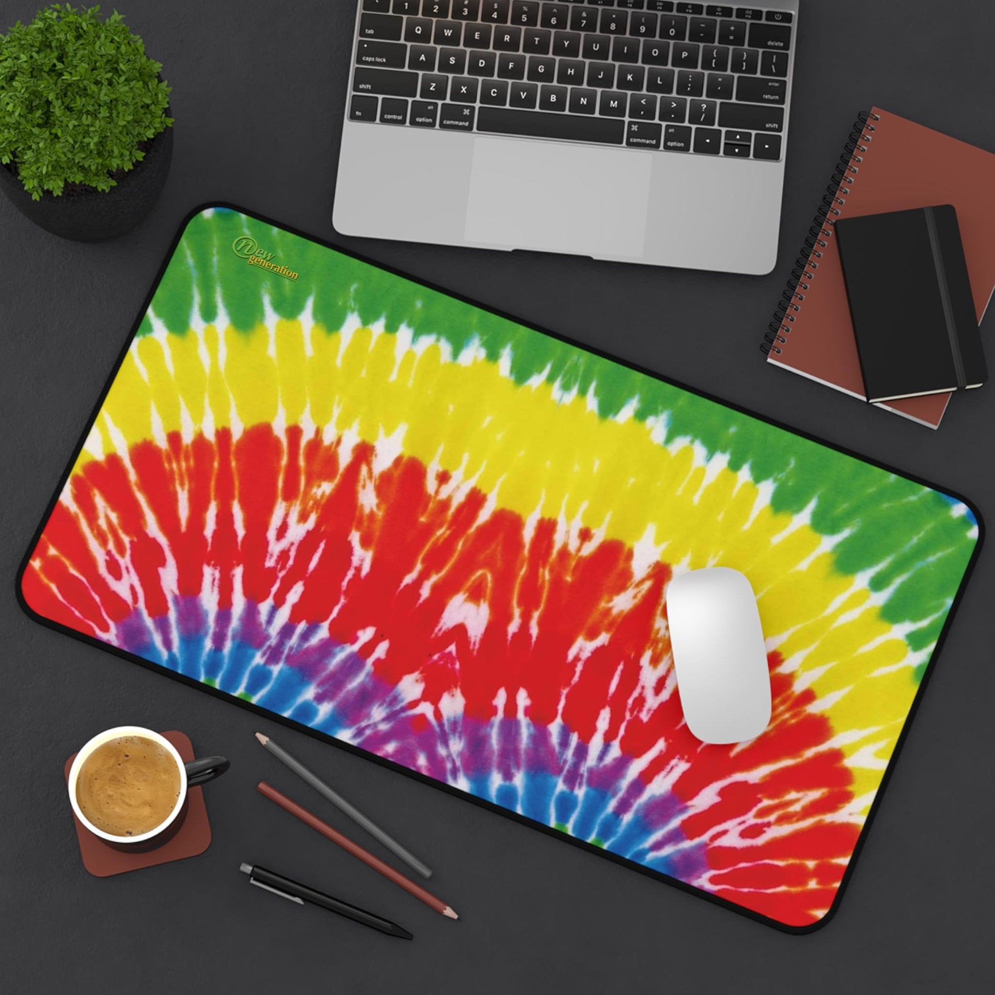 New Generation - Tie-Dye Desk Mat, Office Accessory, Creative Workspace Decor, Boho Desk Pad, Eco-Friendly Home Office