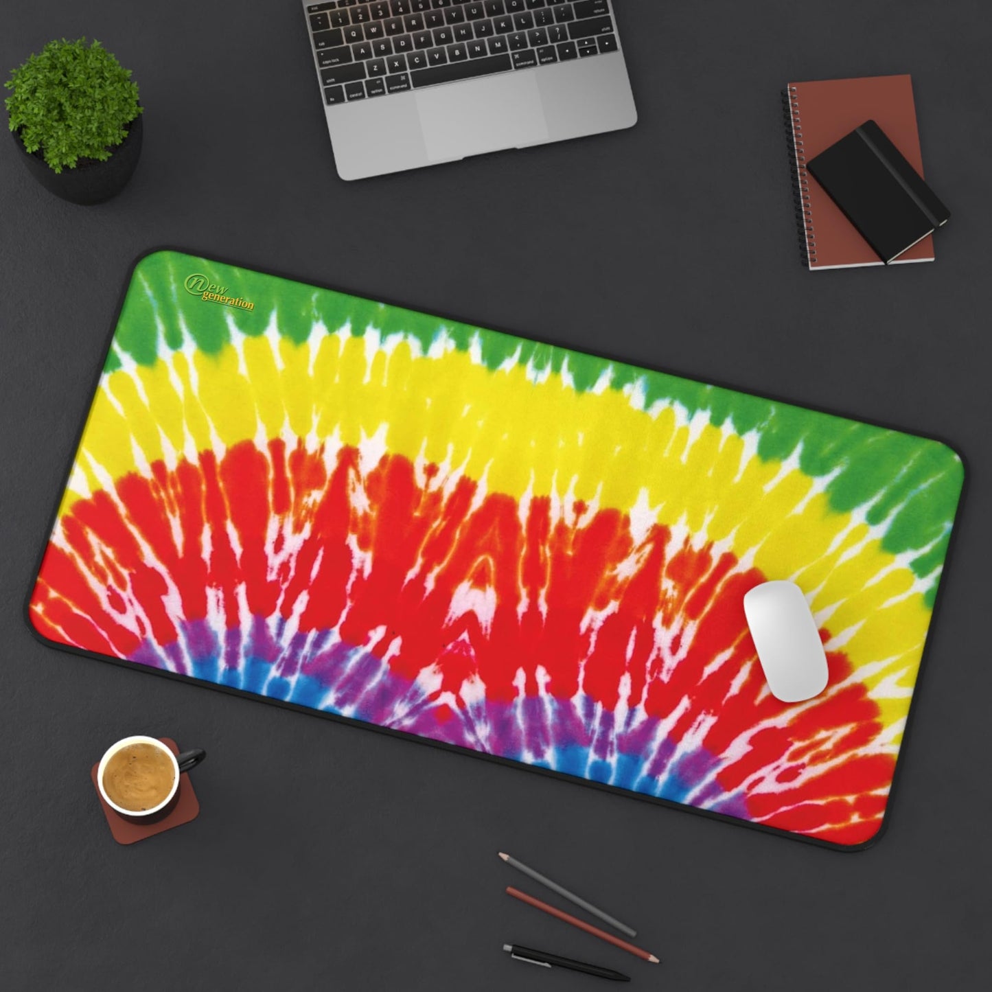 New Generation - Tie-Dye Desk Mat, Office Accessory, Creative Workspace Decor, Boho Desk Pad, Eco-Friendly Home Office