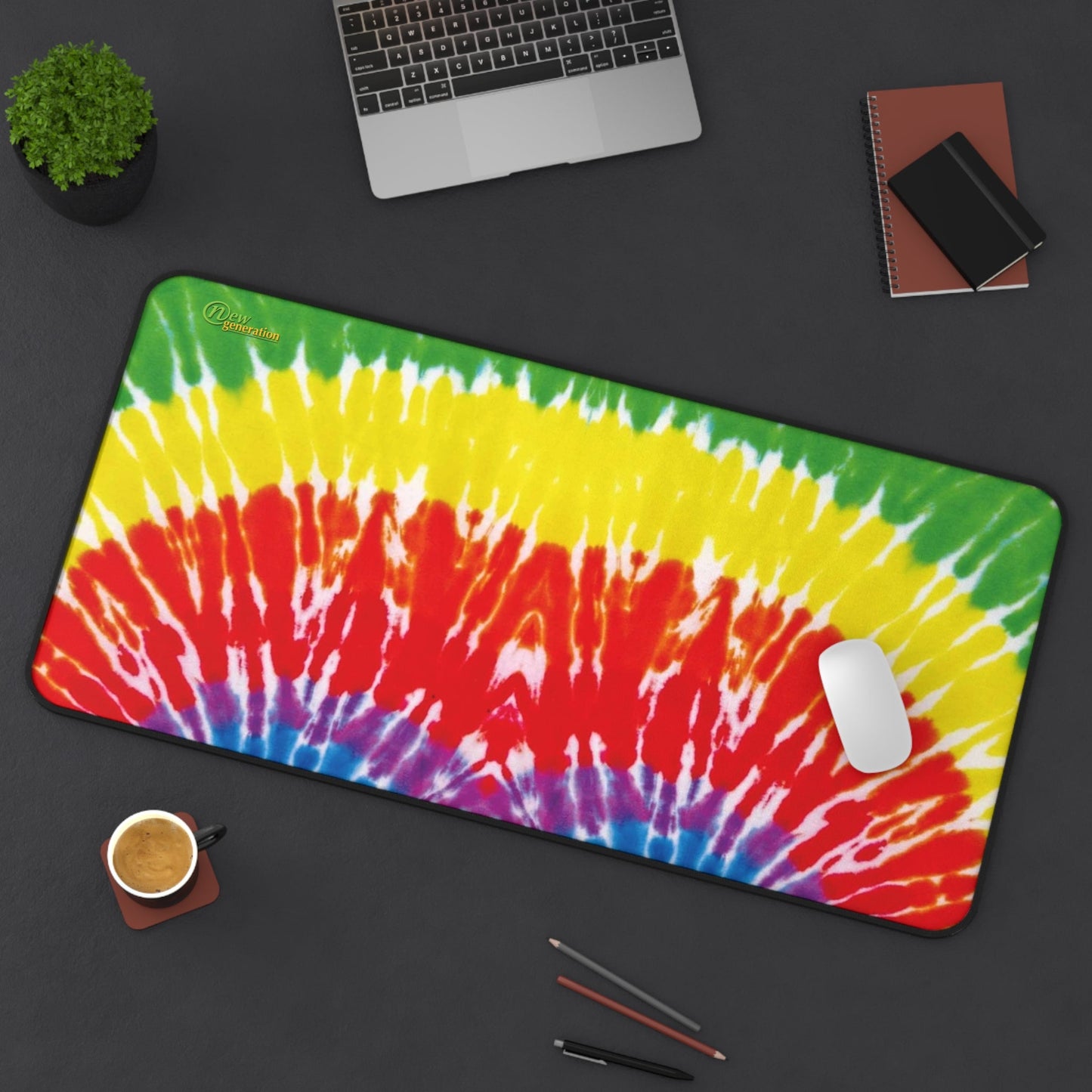 New Generation - Tie-Dye Desk Mat, Office Accessory, Creative Workspace Decor, Gift for Students, Boho Desk Pad, Eco-Friendly Home Office