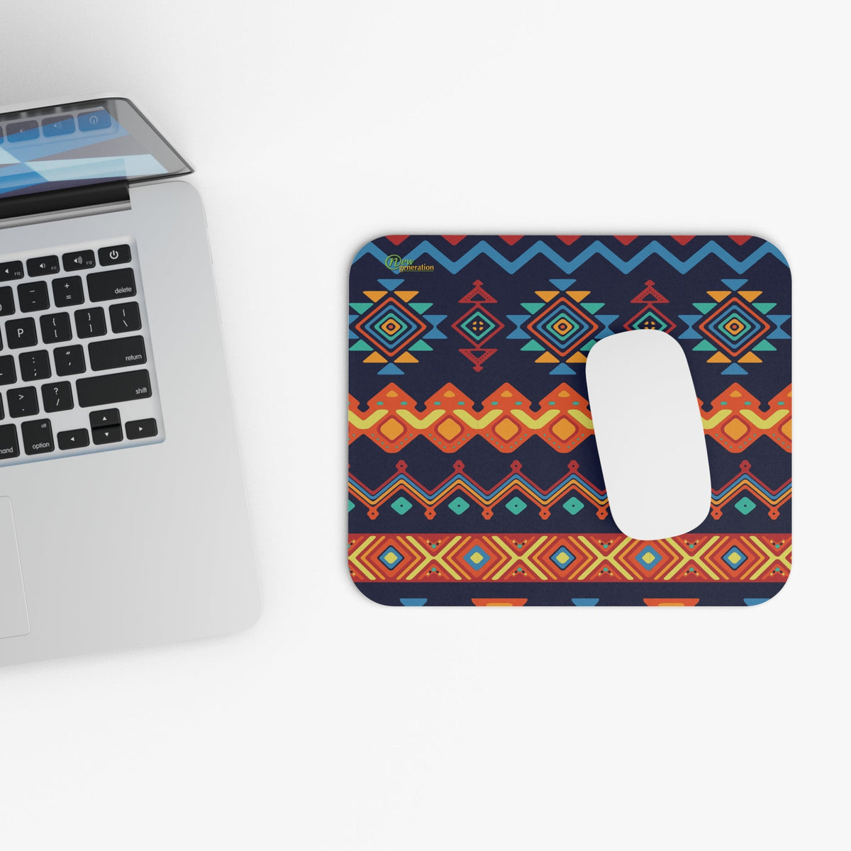 New Generation - Vibrant Tribal Mouse Pad - Bohemian Desk Accessory, Colorful Office Decor, Unique Gift for Creatives, Aztec Pattern