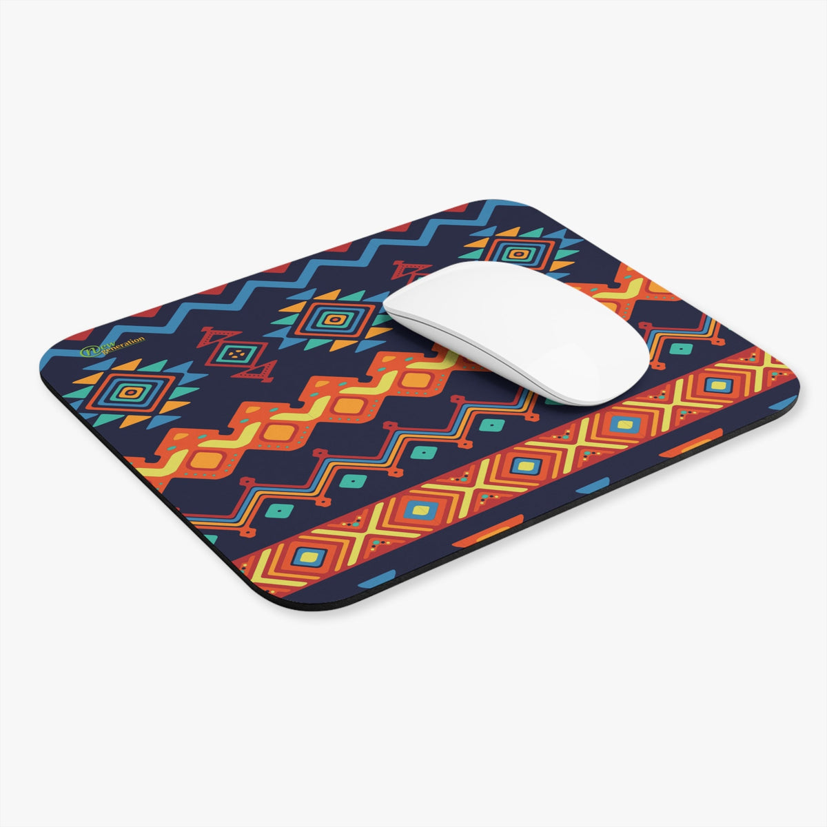 New Generation - Vibrant Tribal Mouse Pad - Bohemian Desk Accessory, Colorful Office Decor, Unique Gift for Creatives, Aztec Pattern