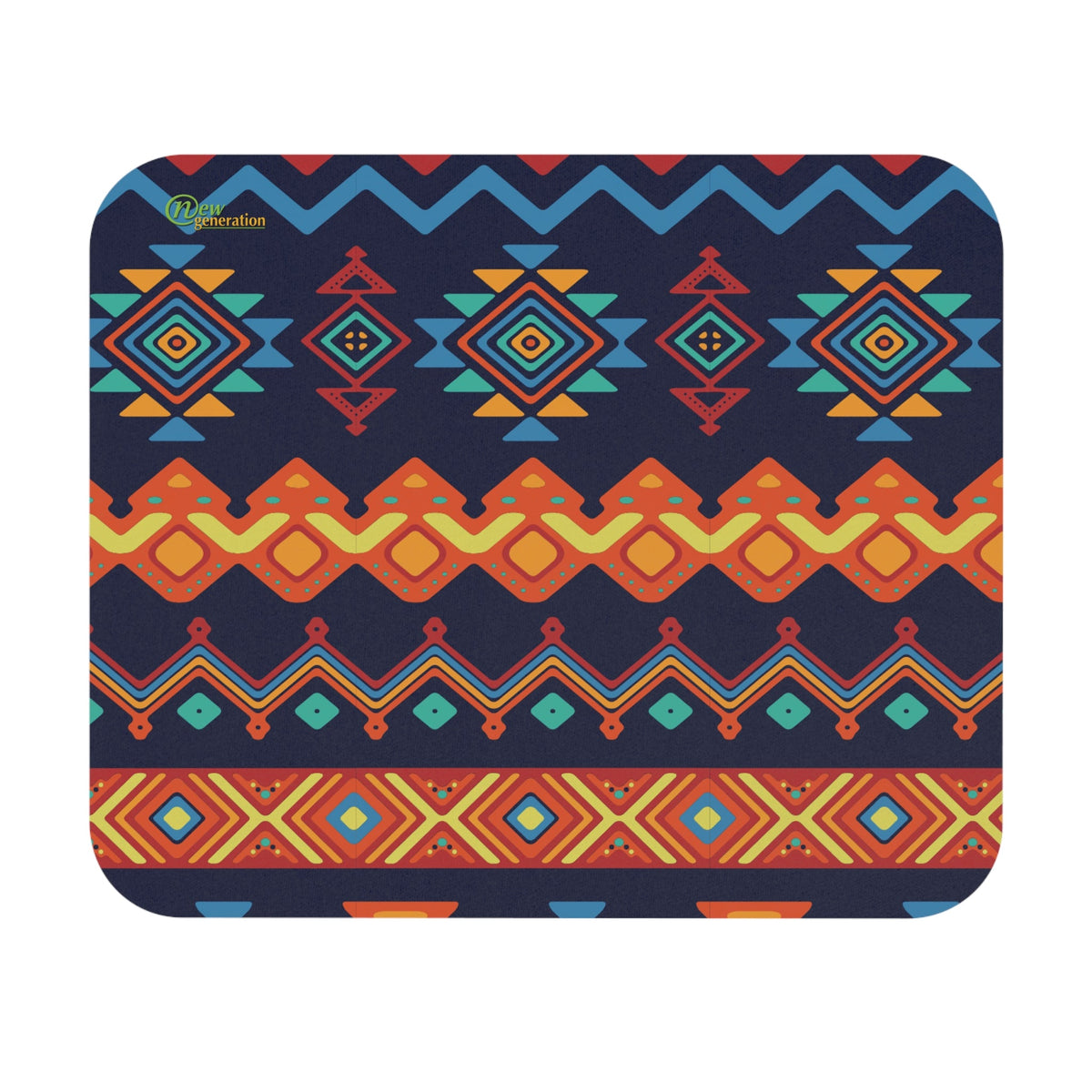 New Generation - Vibrant Tribal Mouse Pad - Bohemian Desk Accessory, Colorful Office Decor, Unique Gift for Creatives, Aztec Pattern 9" × 8" Rectangle