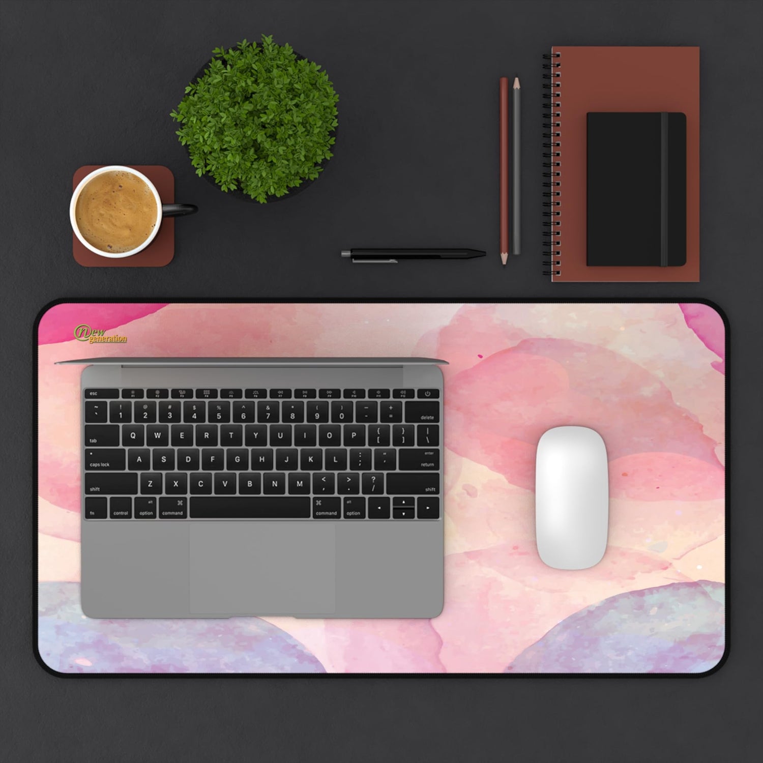 New Generation - Watercolor Desk Mat, Vibrant Office Decor, Artistic Mouse Pad, Elegant Workspace, Home Office 12" × 22"