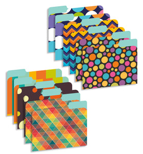 New Generation - Patterns - 12 Pack Decorative 1/3 Cut Tab File Folders