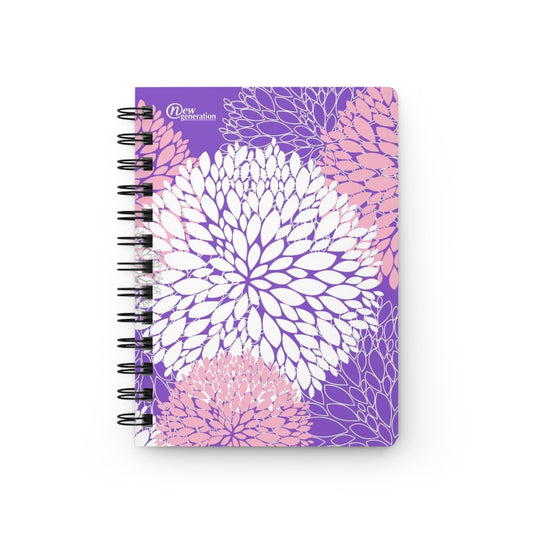 Purple Floral - Spiral Bound Journal - 150 Pages Hard Cover Notebook for Writing, Doodling, Bullet Journaling, Sketching, One Size