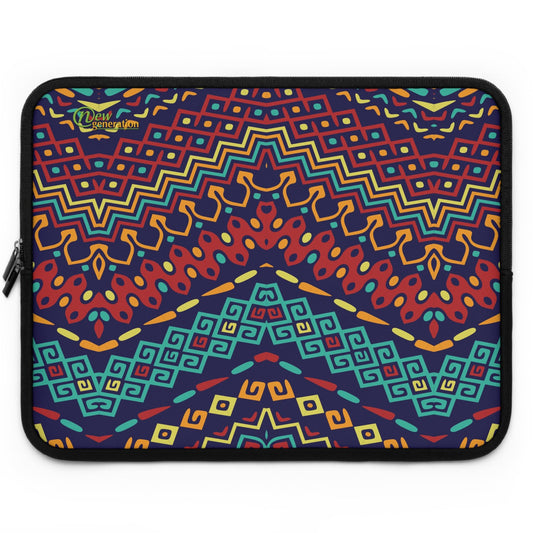 Vibrant Geometric Laptop Sleeve | Colorful Computer Case, Boho Tech Accessory, Gift for Students, Fashionable Laptop Cover Black 17"