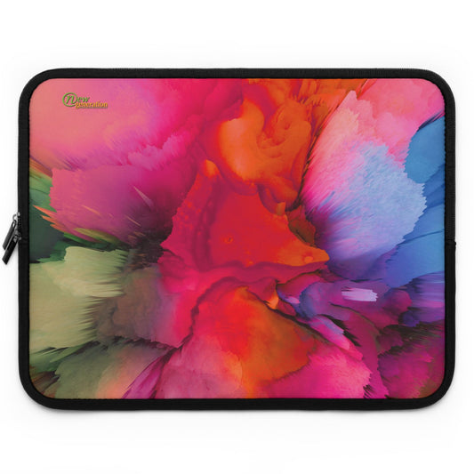 Vibrant Laptop Sleeve, Colorful Tech Case, Artistic Computer Pouch, Gift for Students, Stylish Electronics Bag Black 17"