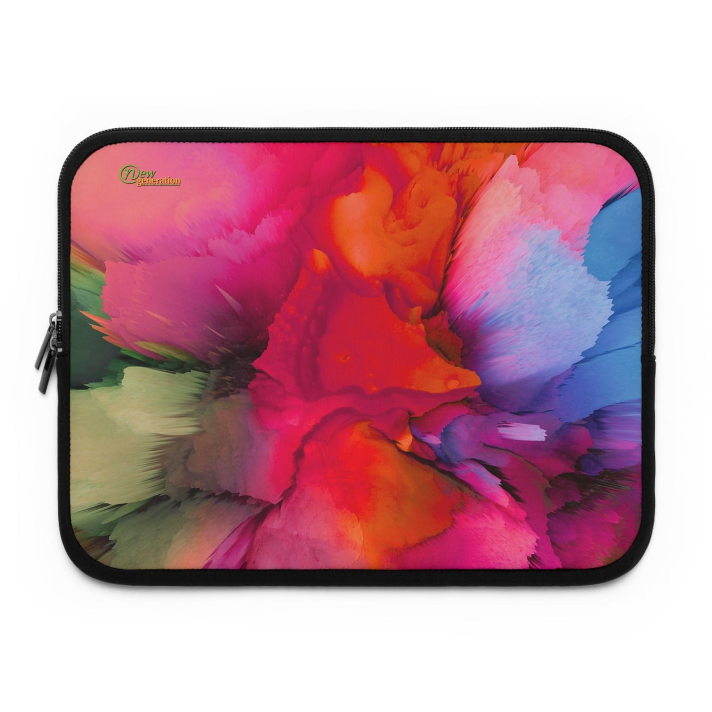 Vibrant Laptop Sleeve, Colorful Tech Case, Artistic Computer Pouch, Gift for Students, Stylish Electronics Bag Black 13"