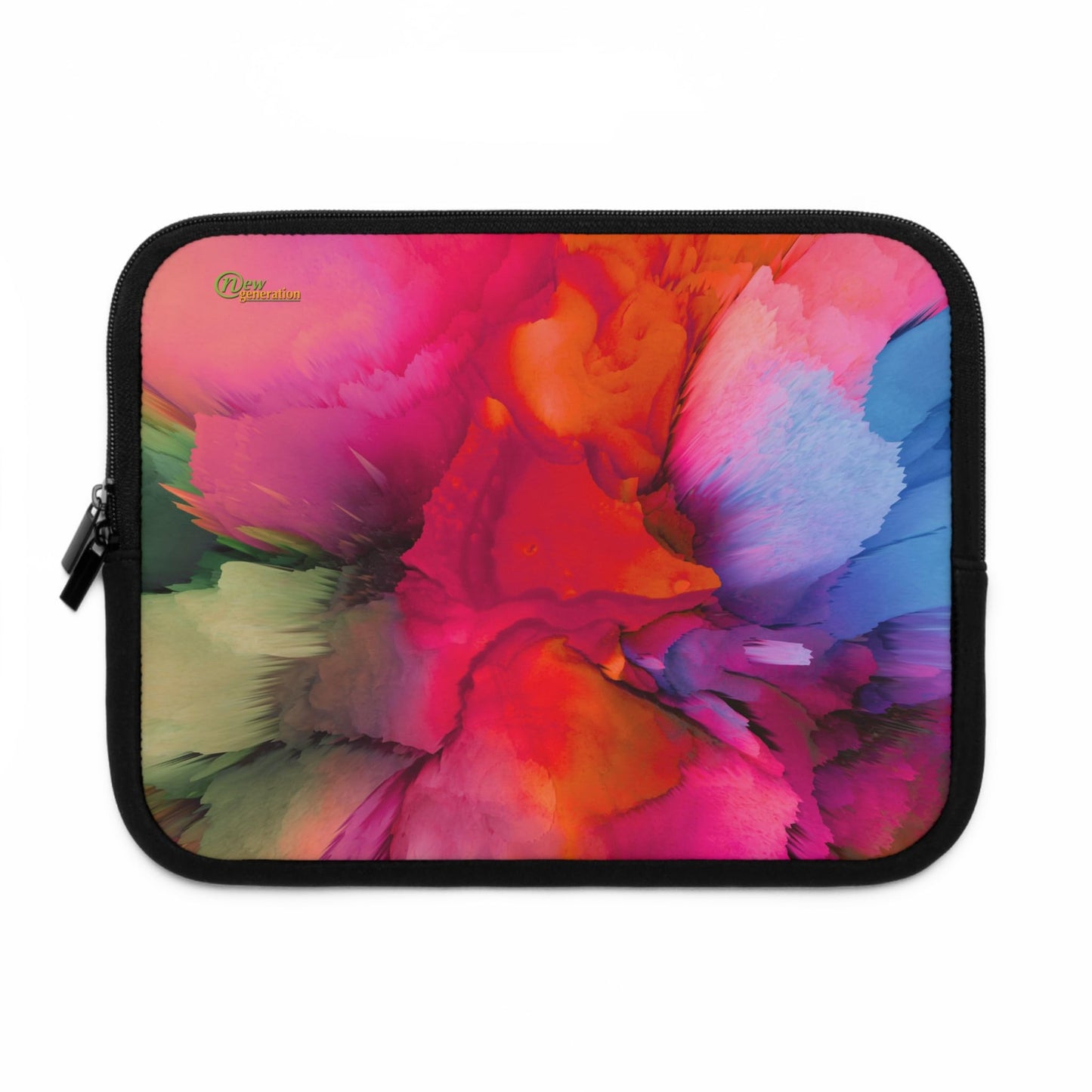 Vibrant Laptop Sleeve, Colorful Tech Case, Artistic Computer Pouch, Gift for Students, Stylish Electronics Bag Black 10"