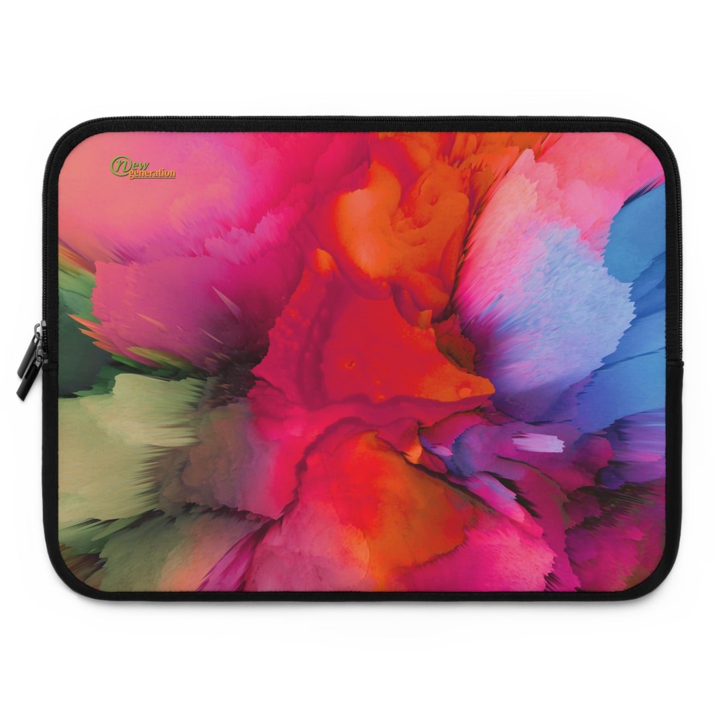 Vibrant Laptop Sleeve, Colorful Tech Case, Artistic Computer Pouch, Gift for Students, Stylish Electronics Bag Black 15"