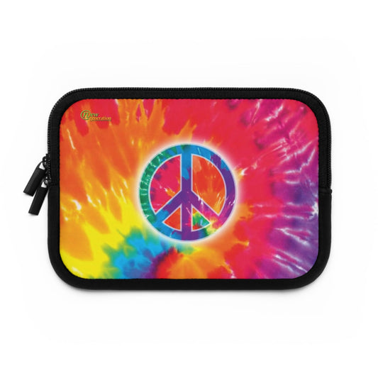 Vibrant Peace Sign Laptop Sleeve | Colorful Tech Case for Students, Artists, Gifts, Eco-Friendly Black 7"