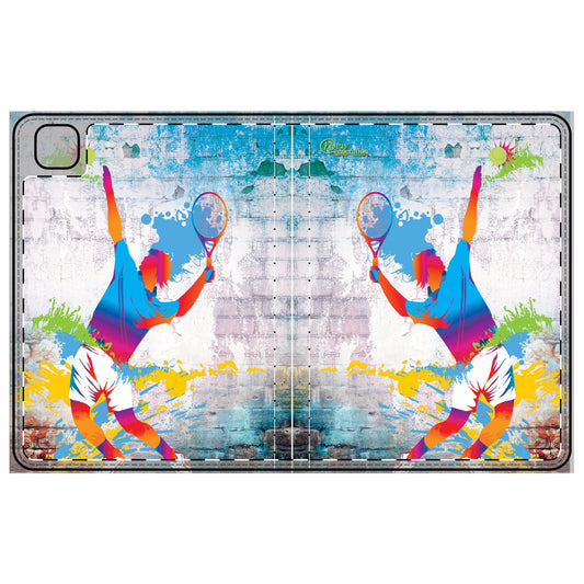 Vibrant Tennis Tablet Folio Case, Sports Accessories, Gift for Tennis Lovers, Colorful Tech Organizer, Unique Sports Gift iPad Pro 11